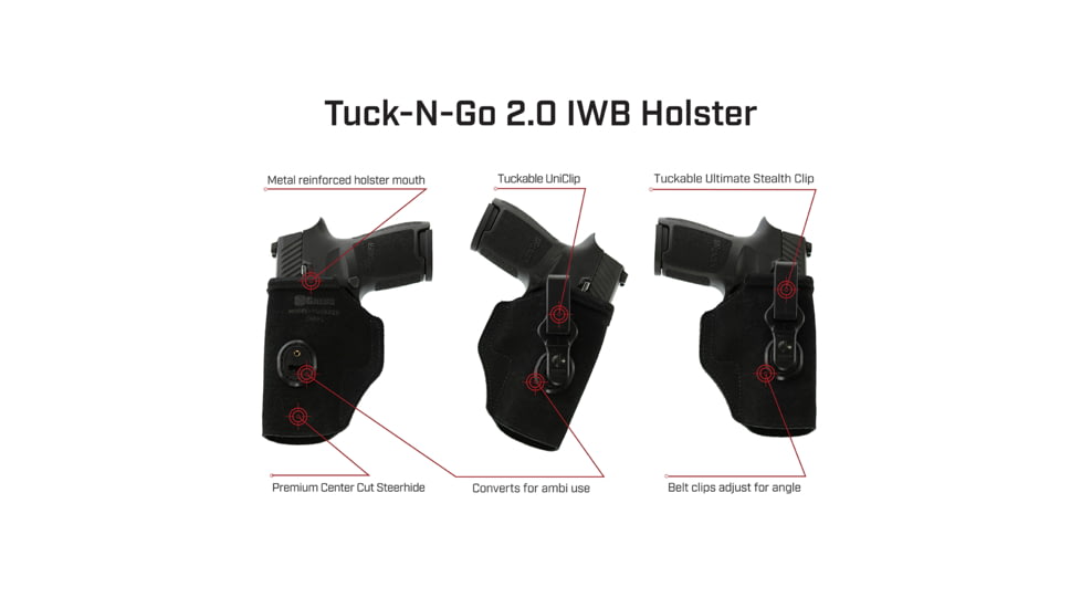 Galco Tuck-N-Go 2.0 Strongside/Crossdraw Iwb Holster, Ruger Max-9, Ambidextrous, Black, TUC890B