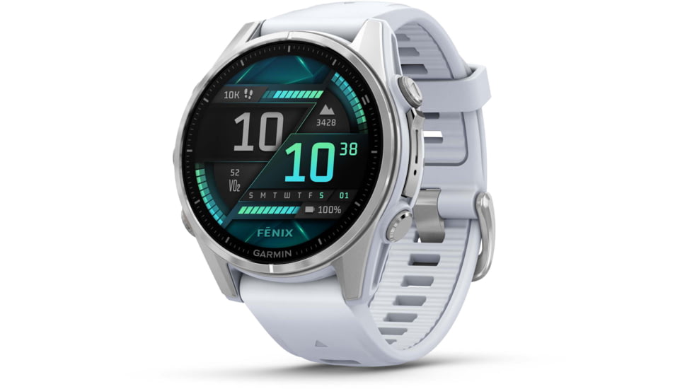 Garmin fenix 8 AMOLED 43mm GPS Watch, Silver with Whitestone Silicone Band, 010-02903-00
