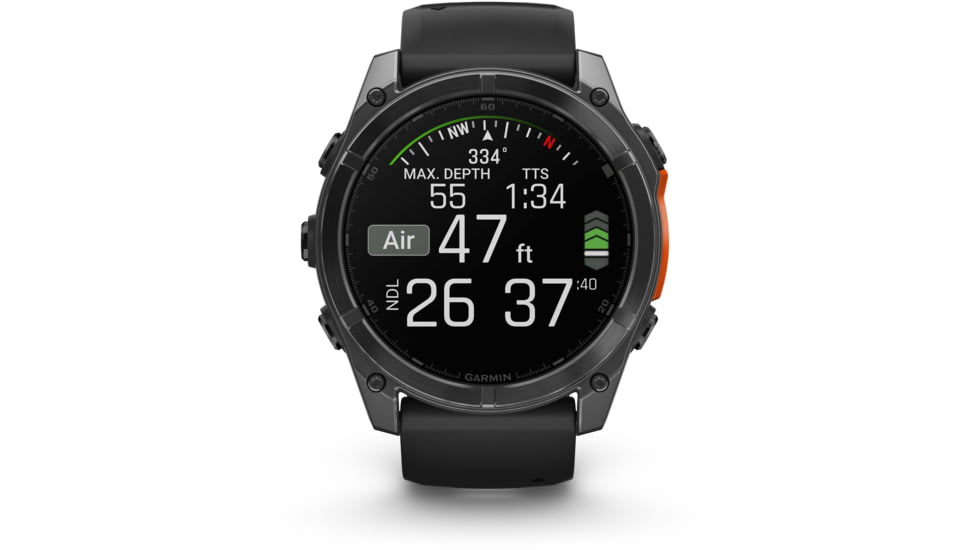 Garmin fenix 8 AMOLED 51mm GPS Watch, Slate Gray with Black Silicone Band, 010-02905-00