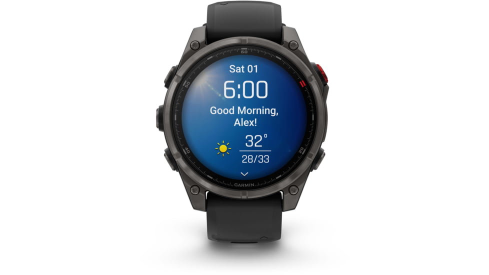 Garmin Fenix 8 Pro Unisex Watches, 47mm Case Diameter, Titanium Bezel, Black/Pebble Gray Silicone Band, 010-03198-00