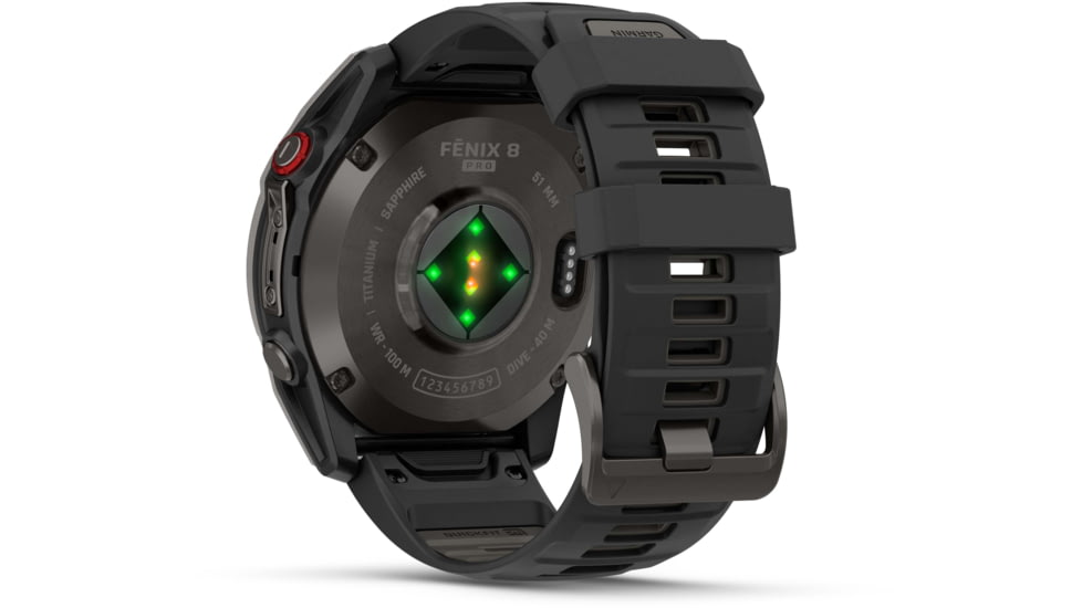 Garmin Fenix 8 Pro Unisex Watches, 51mm Case Diameter, Titanium Bezel, Black/Pebble Gray Silicone Band, 010-03199-00
