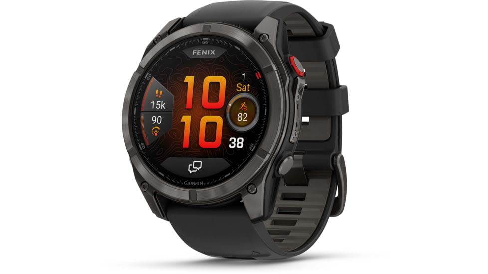 Garmin Fenix 8 Pro Unisex Watches, 51mm Case Diameter, Titanium Bezel, Black/Pebble Gray Silicone Band, 010-03199-00