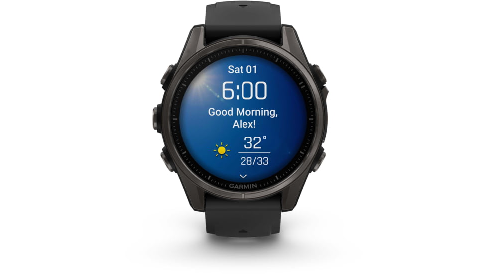 Garmin fenix 8 AMOLED 43mm GPS Watch, Sapphire, Carbon Gray DLC Titanium with Black/Pebble Gray Silicone, 010-02903-20