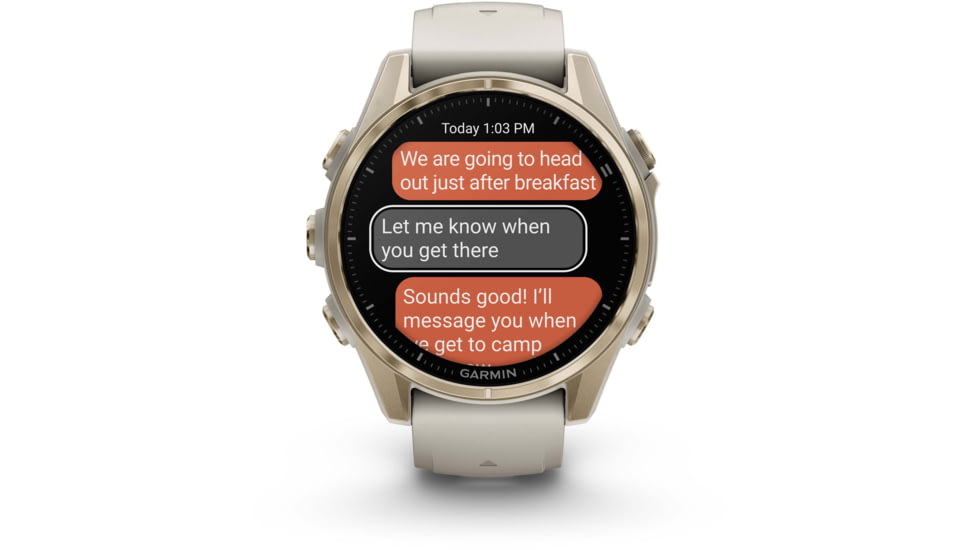 Garmin fenix 8 AMOLED 43mm GPS Watch, Sapphire, Soft Gold with Fog Gray/Dark Sandstone Silicone Band, 010-02903-10