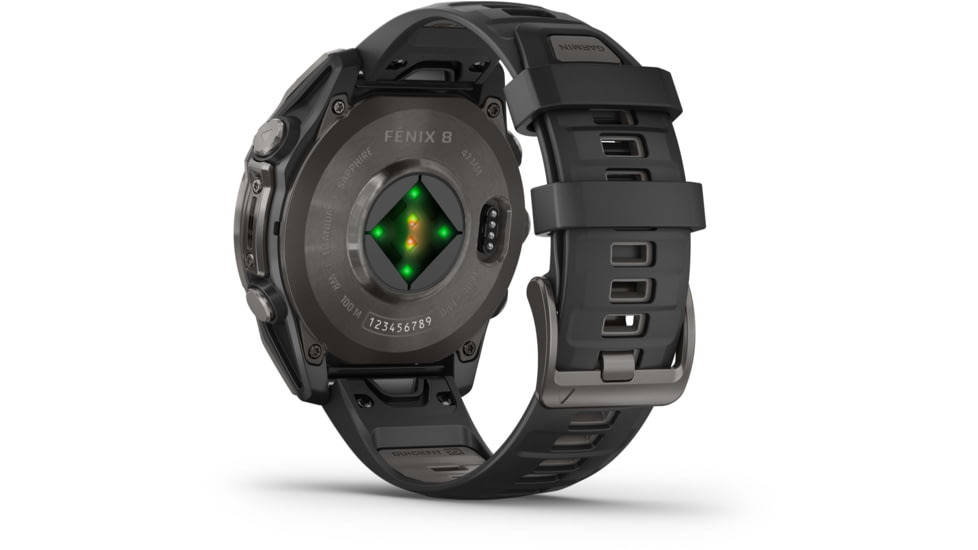 Garmin fenix 8 AMOLED 47mm GPS Watch, Sapphire, Carbon Gray DLC Titanium with Black/Pebble Gray Silicone, 010-02904-20