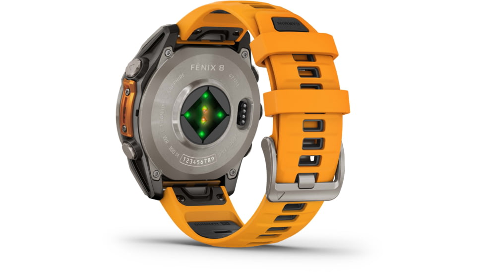 Garmin fenix 8 AMOLED 47mm GPS Watch, Sapphire, Titanium with Spark Orange/Graphite Silicone Band, 010-02904-10