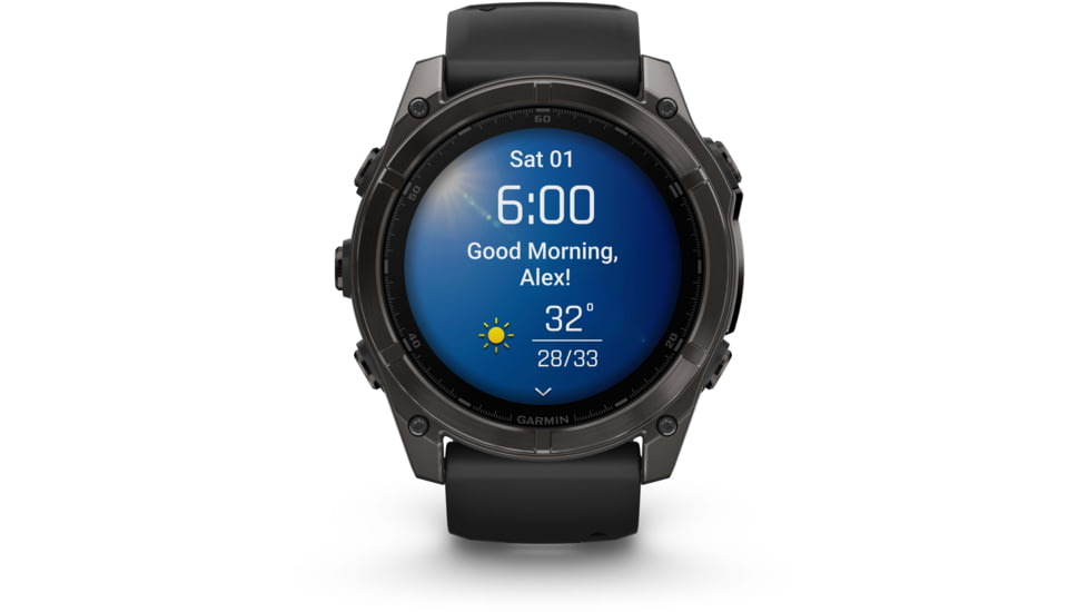 Garmin fenix 8 AMOLED 51mm GPS Watch, Sapphire, Carbon Gray DLC Titanium with Black/Pebble Gray Silicone, 010-02905-20