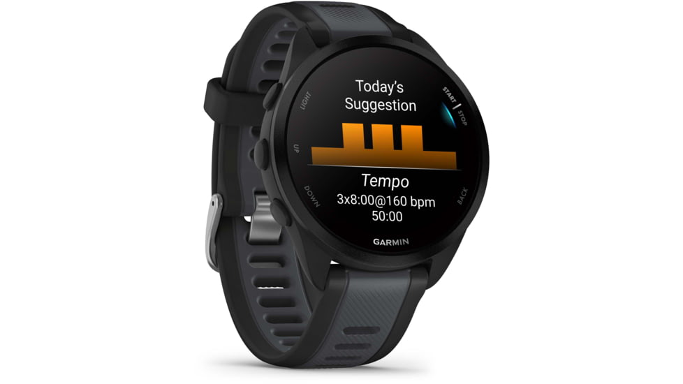 Garmin Forerunner 165 Music 43mm Watch, Black/Slate Gray, 010-02863-30