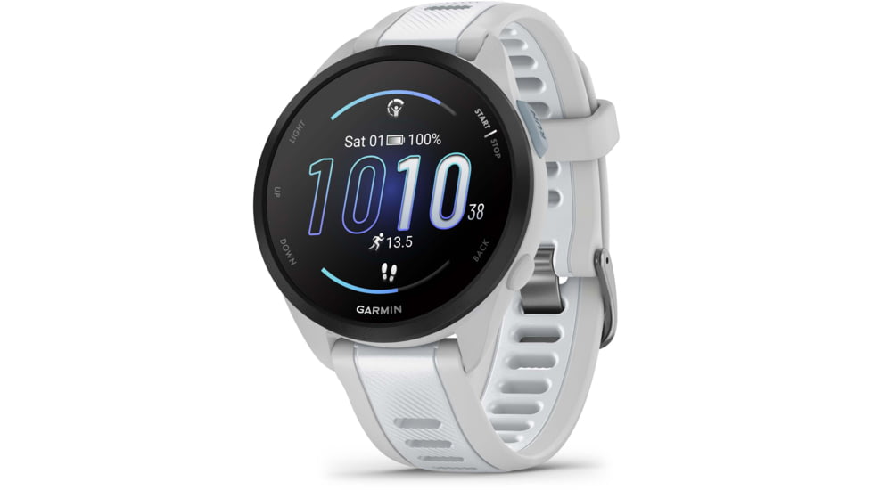 Garmin Forerunner 165 Music 43mm Watch, Mist Gray/Whitestone, 010-02863-31