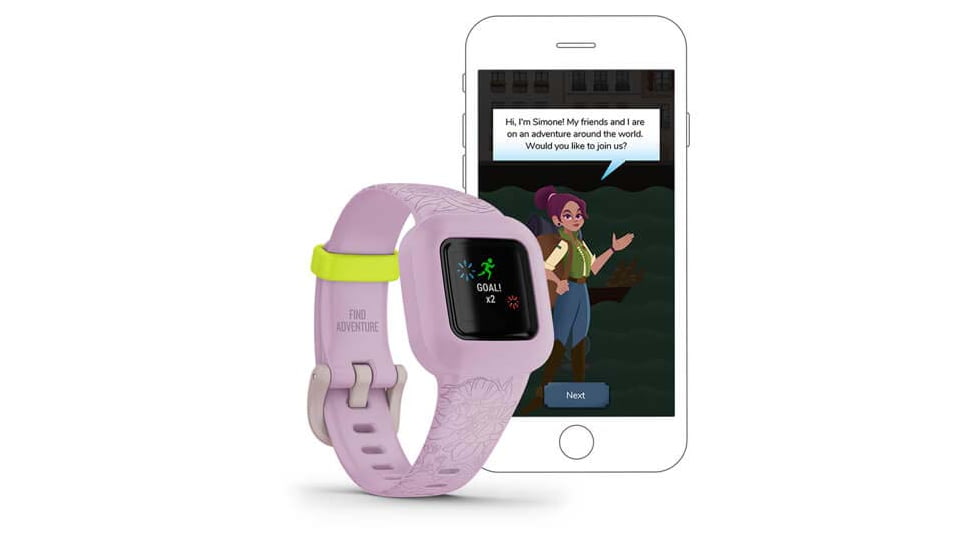 Garmin Vivofit jr3 Kids Fitness Tracker, Floral Pink, 010-02441-21