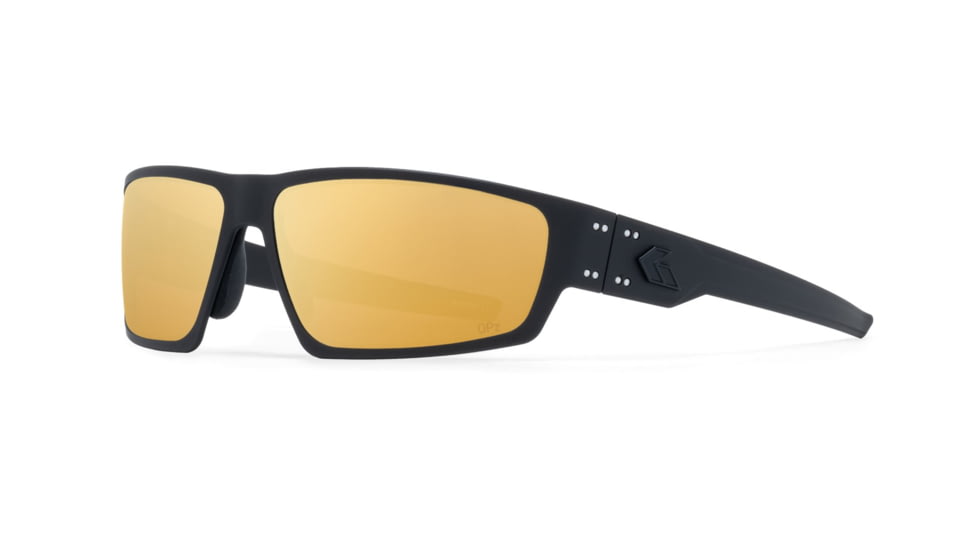 Gatorz Warhawk Sunglasses, Black, Matte Black Logo, Digitally Optimized Polarized OPz Gold Mirror, Black, One Size, 841235127328