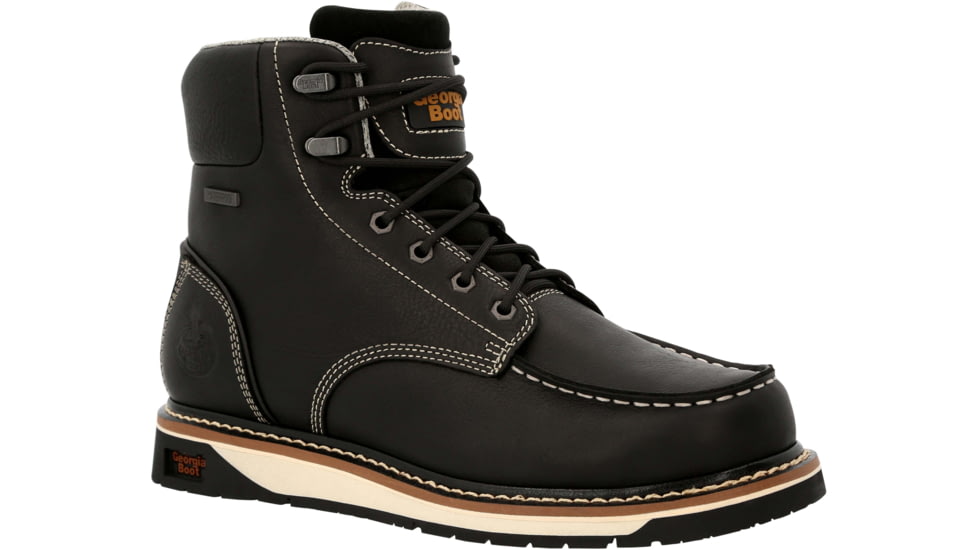 Georgia Boot AMP LT Wedge Waterproof Moc-Toe 6in Work Boot - Mens, Medium, Black, 9.5, GB00475-095M