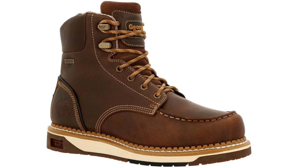Georgia Boot AMP LT Wedge Waterproof Moc-Toe 6in Work Boot - Mens, Wide, Brown, 8.5, GB00429-085W