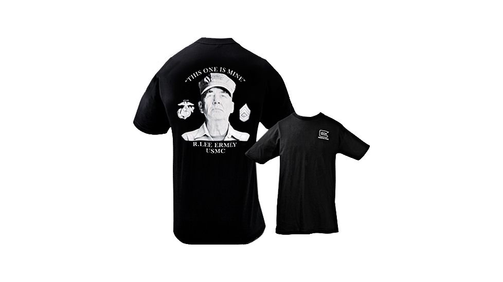 Glock GA10062 Short Sleeve Ermey Gunny T-Shirt Black Medium Cotton