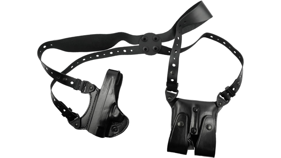 Gould &amp; Goodrich Leather Concealment Shoulder Holster w/Double Mag Pouch, Glock 17/19/22/23/30, Left Hand, Black, B804-G17LH