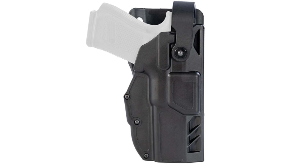 Gould &amp; Goodrich TELR X3000 Non-Light Bearing OWB Holster, Duty Belt, Glock 23, Left, Hood, Plain, Black, X3000-23H-1LH