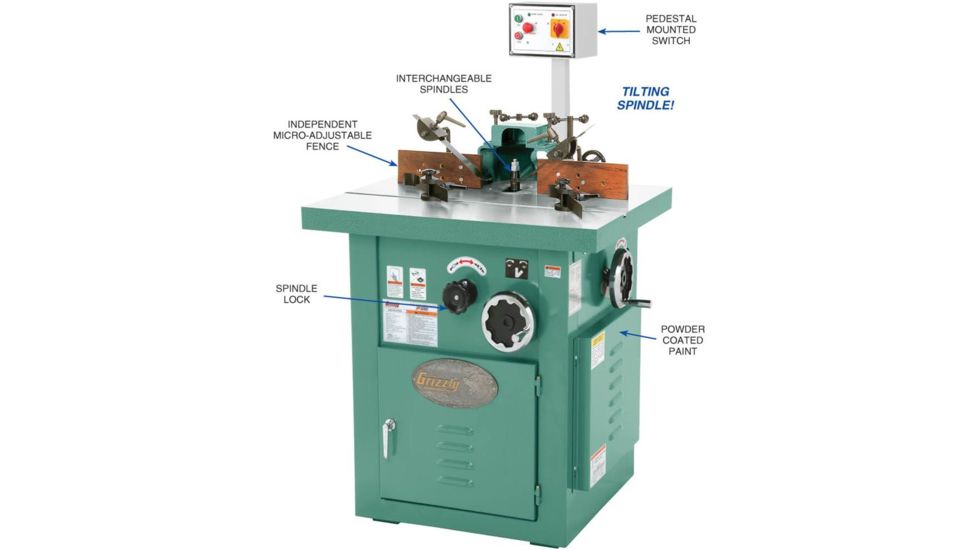 Grizzly Industrial 5 HP Professional Tilting Spindle Shaper - Z Series G5913Z