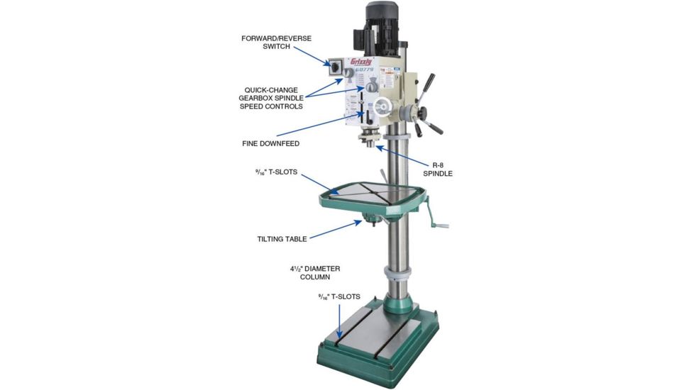 Grizzly Industrial Floor Model Gearhead Drill Press G0779