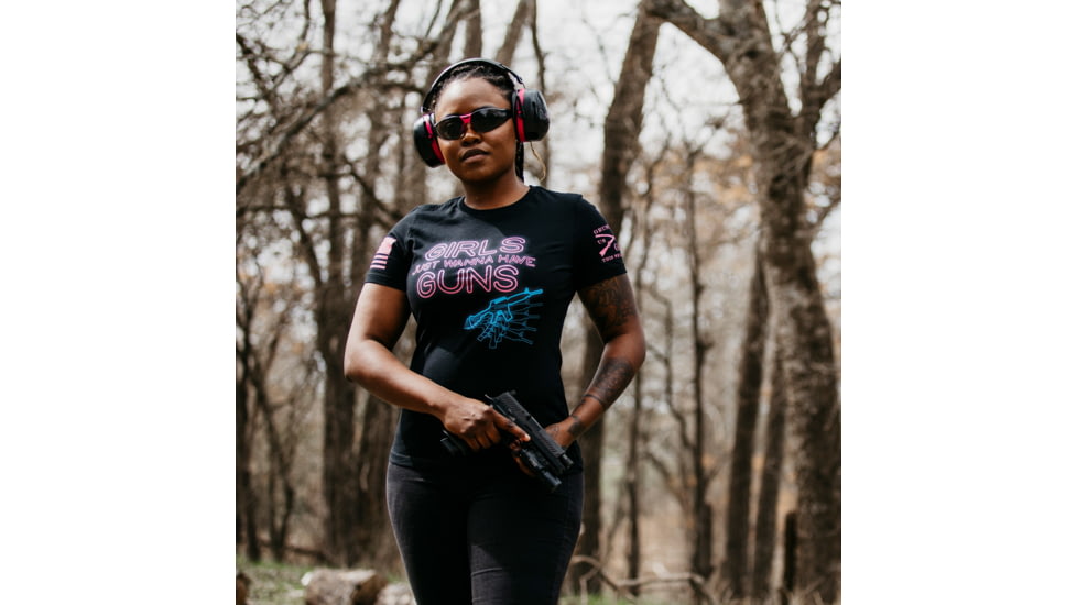 Grunt Style Girls Just Wanna Have Guns T-Shirt - Womens, Black, Large, GS2922-L