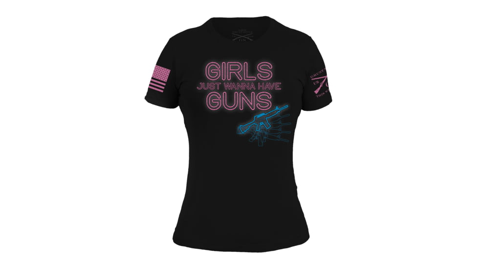 USED Grunt Style Girls Just Wanna Have Guns T-Shirt - Women's, Black, Large, GS2922-L, EDEMO1