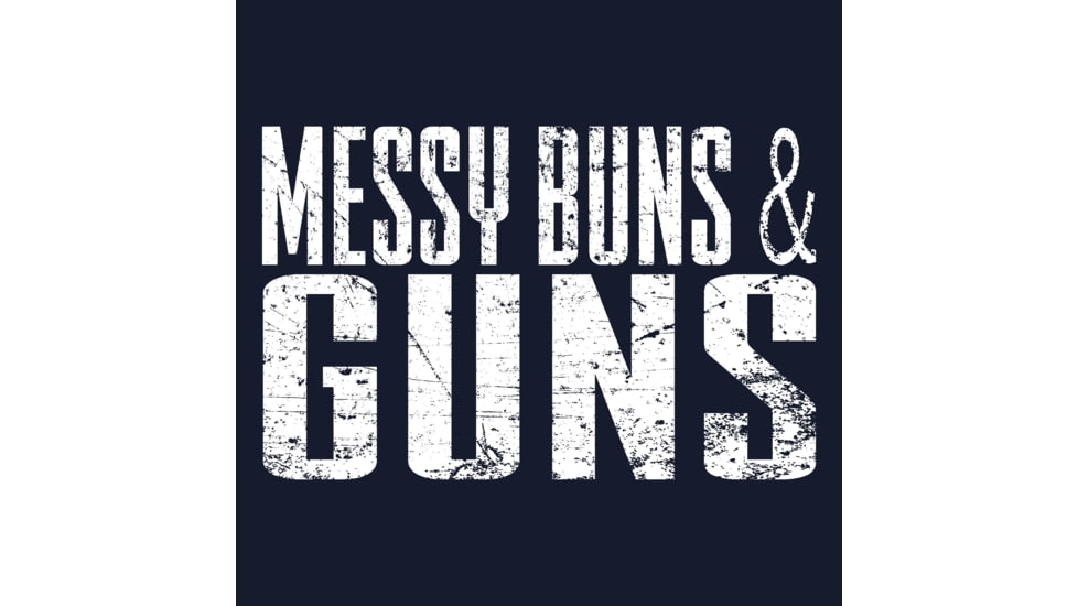 Grunt Style Messy Buns &amp; Guns Long Sleeve T-Shirt - Womens, Midnight Navy, Large, GS4398-L