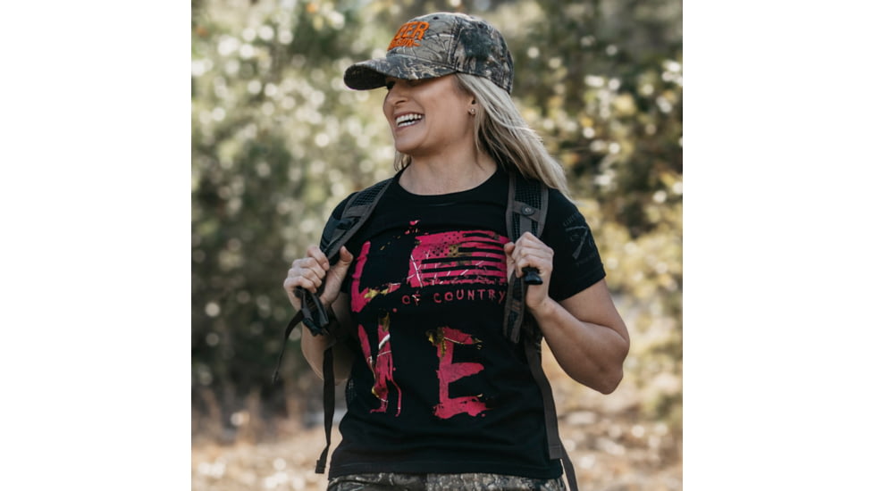 Grunt Style Realtree Xtra Love Of Country T-Shirt - Womens, Black, 2XL, GS3971-2XL