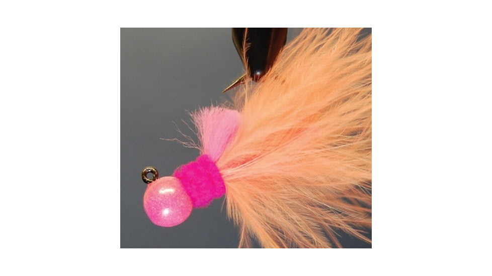 Hawken Outdoors Aerojig Marabou Jig 1/4 oz, 1/0 Hook, Peach/White &amp; Pink Chartreuse, AJM14128
