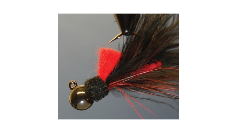 Hawken Outdoors Aerojig Marabou Jig Number 105 1/8 oz, Number 1 Hook, Black &amp; Red, AJM18105