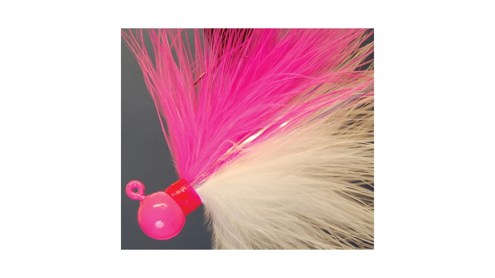 Hawken Outdoors Fire Flies Marabou Flash Jig, 1/4 oz, 1/0 Hook, 4015 Pink &amp; White with Red Micro Light Stick, FFM14015