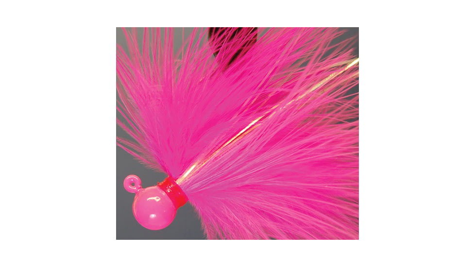 Hawken Outdoors Fire Flies Marabou Flash Jig, 1/4 oz, 1/0 Hook, Cerise with Red Micro Light Stick, FFM14004