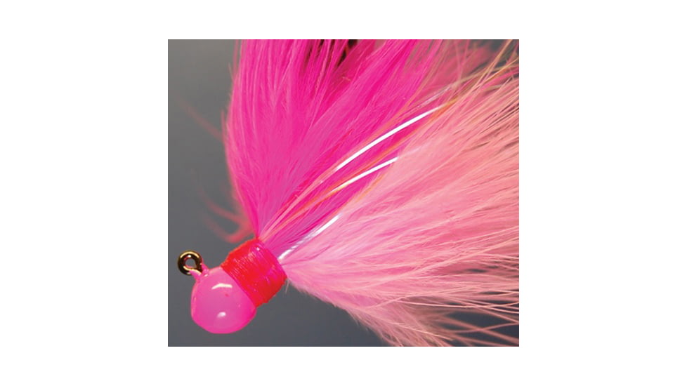 Hawken Outdoors Fire Flies Marabou Flash Jig, 1/4 oz, 1/0 Hook, Pink on Pink with Red Micro Light Stick, FFM14013