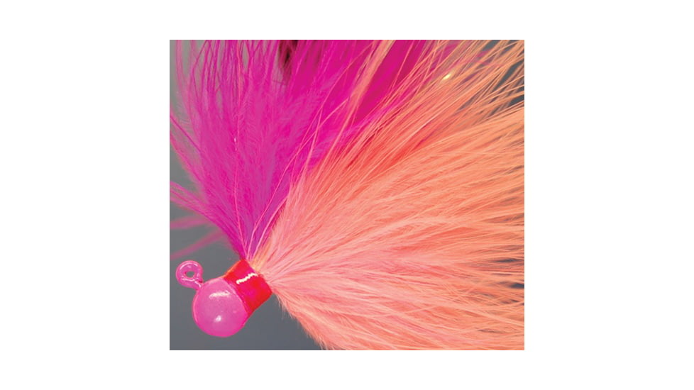 Hawken Outdoors Fire Flies Marabou Flash Jig, 1/4 oz, 1/0 Hook, Pink &amp; Peach with Red Micro Light Stick, FFM14017