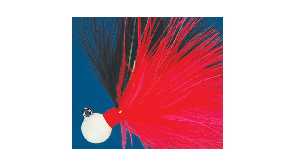 Hawken Outdoors Fire Flies Marabou Flash Jig, 1/4 oz, 1/0 Hook Red/White &amp; Black with Red Micro Light Stick, FFM14016