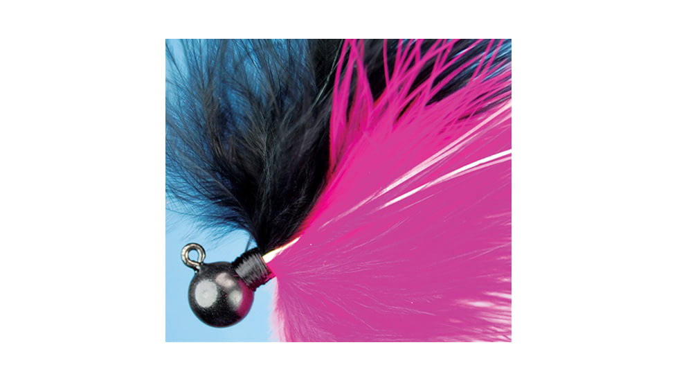 Hawken Outdoors Fire Flies Marabou Flash Jig, 1/8 oz, 1/0 Hook, Black &amp; Pink with Red Micro Light Stick, FFM18010