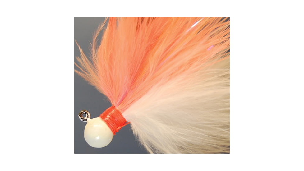 Hawken Outdoors Fire Flies Marabou Flash Jig, 1/8 oz, 1/0 Hook, Pearl White &amp; Peach with Red Micro Light Stick, FFM18005