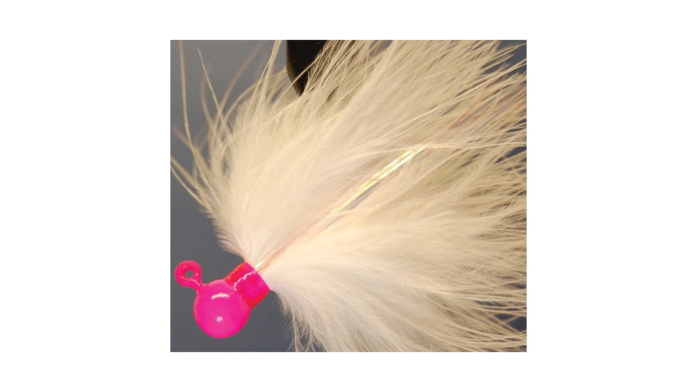 Hawken Outdoors Fire Flies Marabou Flash Jig, 1/8 oz, 1/0 Hook, Pink &amp; White w/Red Micro Light Stick, FFM18008