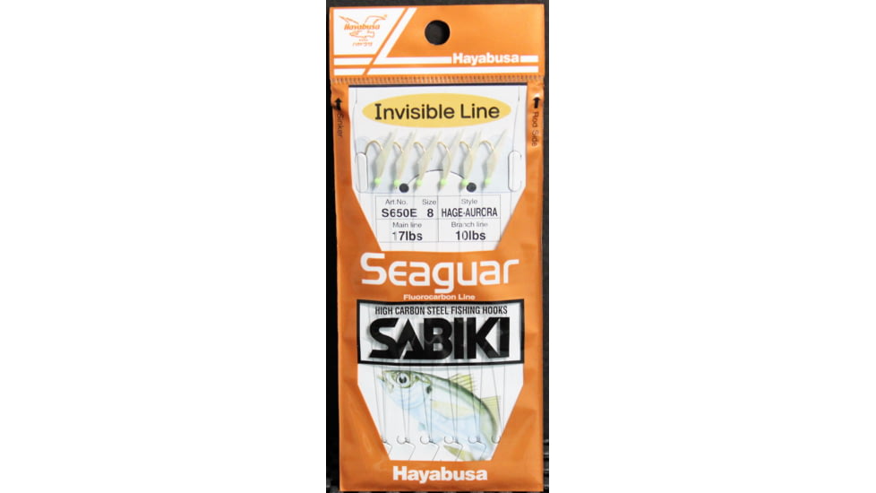 Hayabusa Hage Fish Skin Aurora Finish 6-Hook Seaguar Sabiki Rig, 1 Pc, S-650E-10