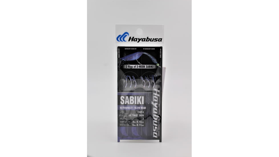 Hayabusa Uv Twist Skin 3-Hook Sabiki, 2 Rigs, 1Pc, Size 4, EX014-4
