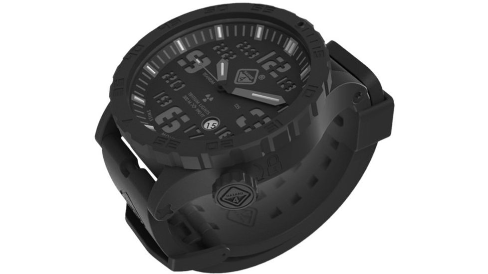 Hazard 4 HeavyWater Diver Titanium Black PVD Dive Watch,Black Dial,Charcoal Graphics,Blue Bezel,Nylon Strap WAT-HWD-TIPV-KC-BBRB