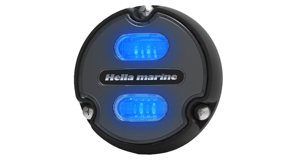 Hella Marine Apelo A1 Blue White 1800 Lumens LED Underwater Light w/ Black Housing, Charcoal Lens, 016145-001