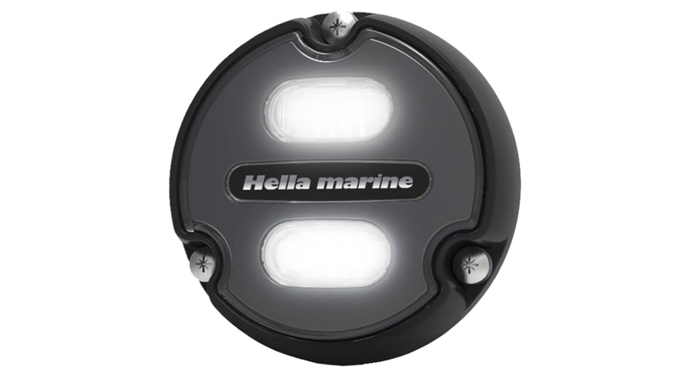 Hella Marine Apelo A1 Blue White 1800 Lumens LED Underwater Light w/ Black Housing, Charcoal Lens, 016145-001