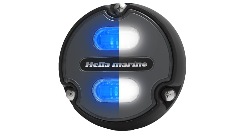 Hella Marine Apelo A1 Blue White 1800 Lumens LED Underwater Light w/ Black Housing, Charcoal Lens, 016145-001