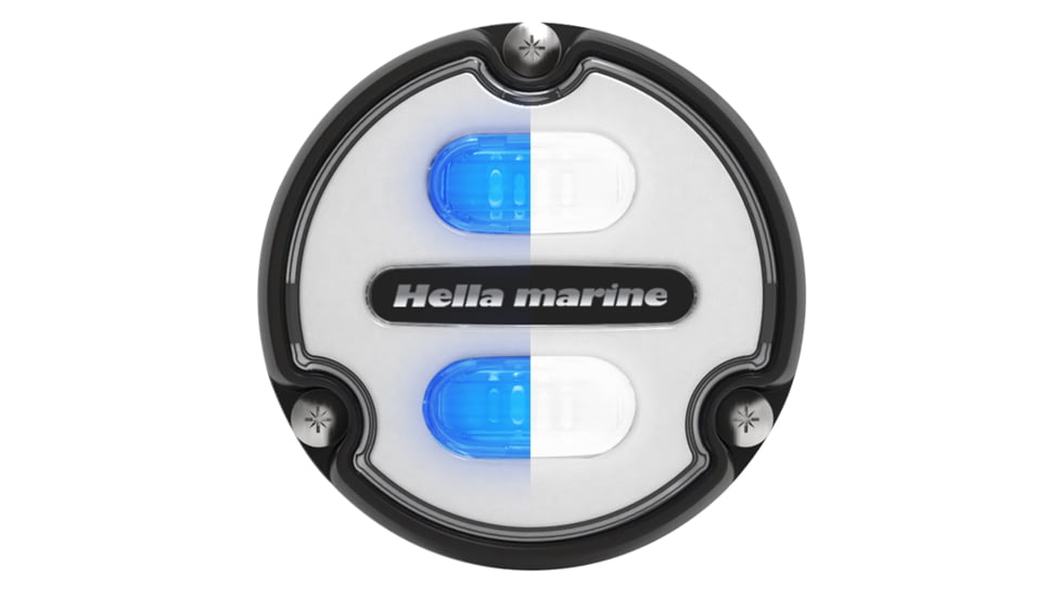 Hella Marine Apelo A1 Blue White 1800 Lumens LED Underwater Light w/ Black Housing, White Lens, 016145-011