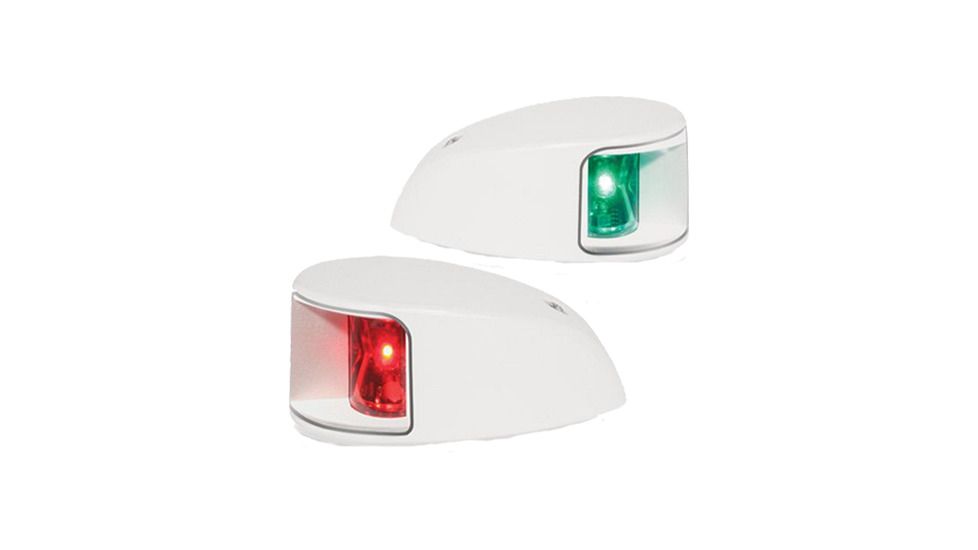 Hella Marine NaviLED Deck Mount Port &amp; Starboard LED Light Pair w/ Housing, 2nm, Clear Lens/White Housing, 980620911