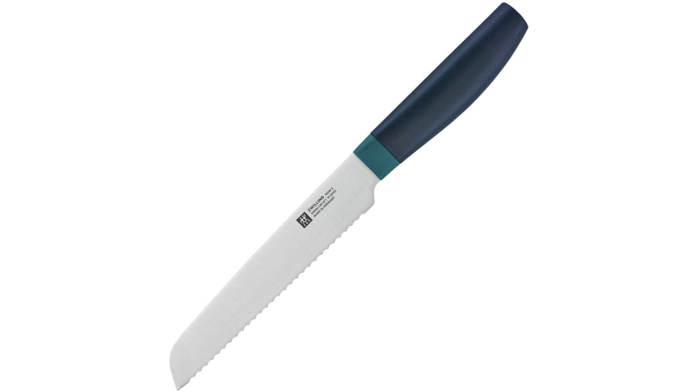 HENCKELS ZWILLING Blue Now-S Utility Knife, 9.5in Overall, 5.5in Satin Finish Serrated Blade, Blue Polypropylene Handle, 53040-130