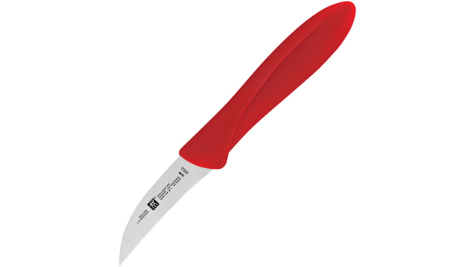 HENCKELS ZWILLING Twin Master Bird's Beak Peeler Knife, 6.63in Overall, 2.25in Satin Finish Stainless Blade, Red Plastic Handle, 32100-063