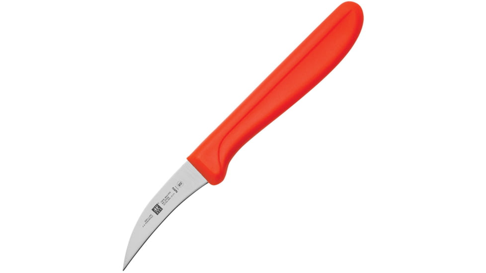 HENCKELS ZWILLING Twin Master Bird's Beak Peeler Knife, 6.63in Overall, 2.25in Satin Finish Stainless Blade, Orange Plastic Handle, Bulk Packed, 32100-066 BULK