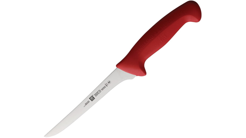 HENCKELS ZWILLING Twin Master Boning Knife, 11.75in Overall, 6in Satin Finish Stainless Blade, Red Plastic Handle, 32100-163