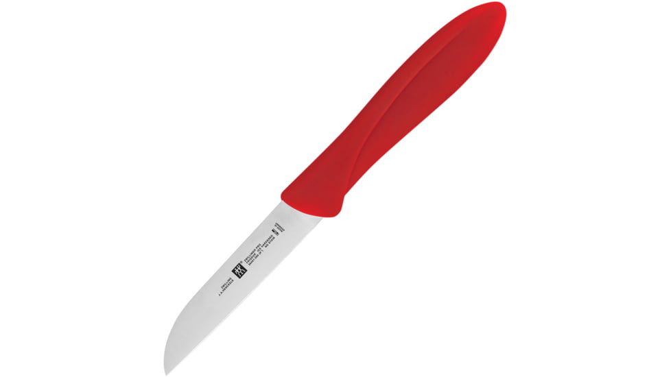 HENCKELS ZWILLING Twin Master Kudamono Knife, 7.25in Overall, 3in Satin Finish Stainless Blade, Red Plastic Handle, 32100-083