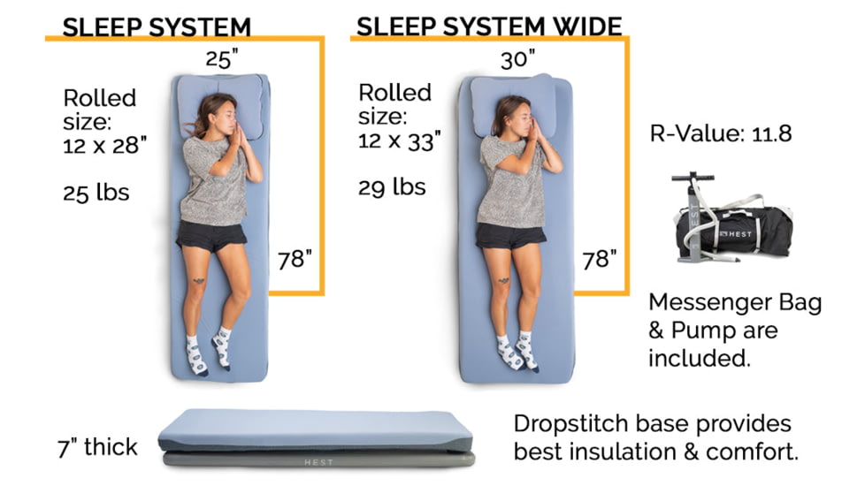 HEST Sleep System Matress, Wide, Blue, M21118BLU
